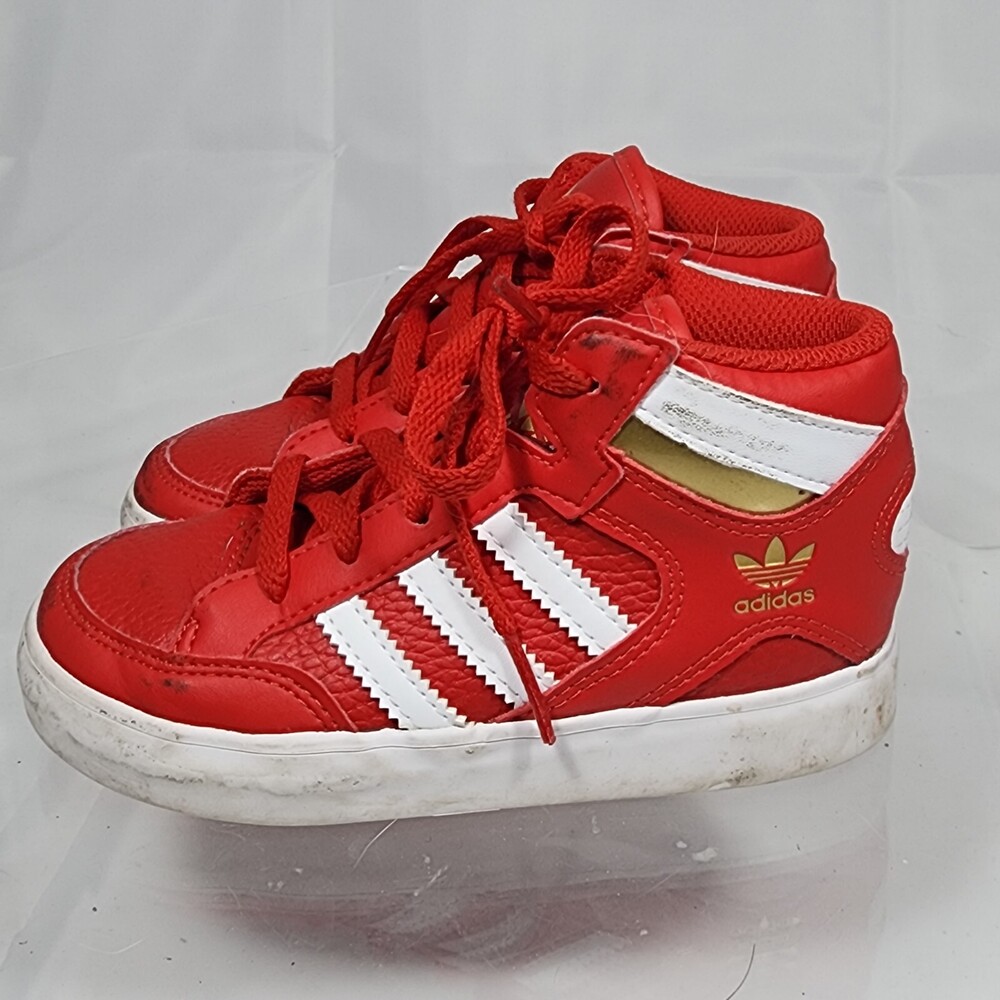 Adidas Originals Court High Toddlers Size 9 K Red White Gold Sneakers FV5739